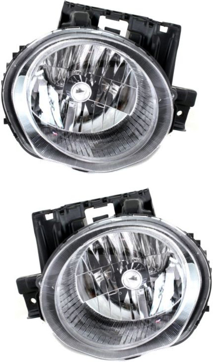 Headlight Assembly Pair/Set for Nissan Juke 2011-2014, Right (Passenger) and Left (Driver), Halogen Replacement