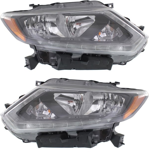 Headlight Assembly for Nissan Rogue 2014-2016, Right (Passenger) and Left (Driver), Halogen, Replacement Pair/Set