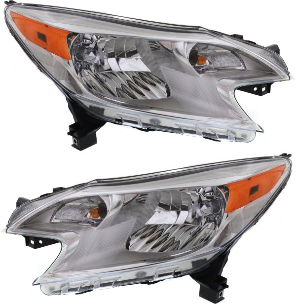 Pair/Set - Headlight Assembly for Nissan Versa Note 2014-2016, Right (Passenger) and Left (Driver), Halogen, Excludes SR Model, Replacement