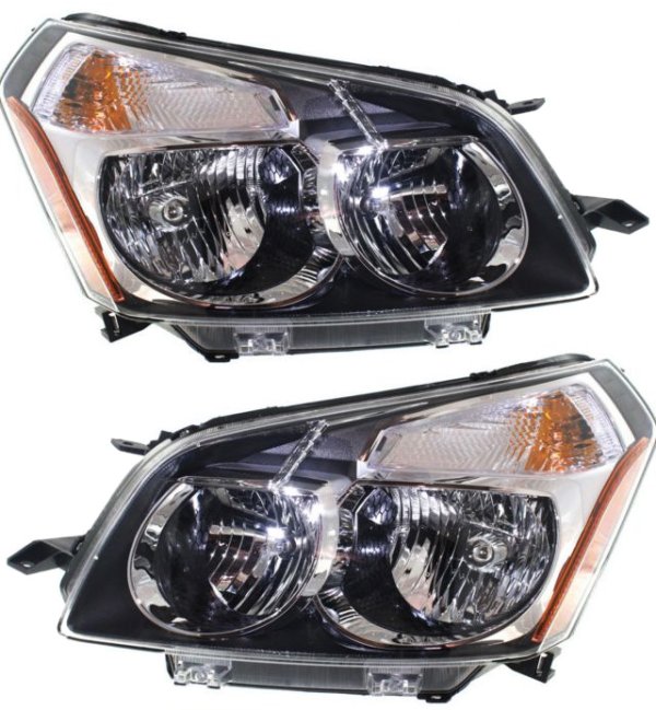 Headlight Assembly for 2009-2010 Pontiac Vibe, Halogen, Right (Passenger) and Left (Driver), Replacement Pair/Set