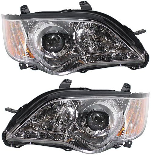 Headlight Assembly for 2008-2009 Subaru Outback, Halogen, Right (Passenger) and Left (Driver), Replacement Pair/Set