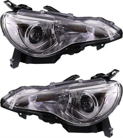 Headlight Assembly Pair/Set for Scion FR-S 2013-2016, Right (Passenger) and Left (Driver), Halogen Replacement