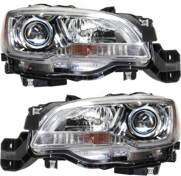 Headlight Assembly Pair/Set for Subaru Legacy/Outback 2015-2017, Right (Passenger) and Left (Driver), Chrome Interior, Replacement
