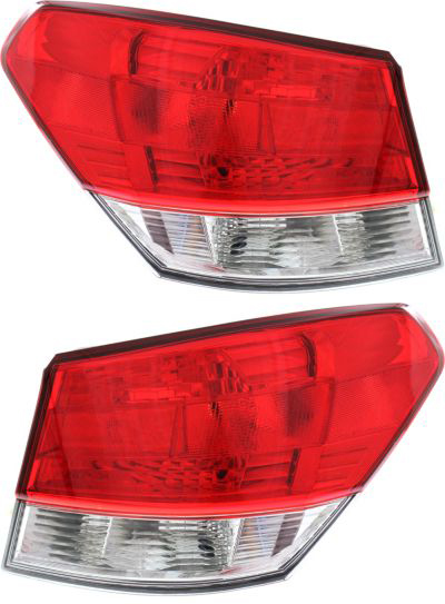 Tail Light Pair/Set for Subaru Legacy 2010-2014, Right (Passenger) and Left (Driver), Outer, Clear & Red Lens Replacement