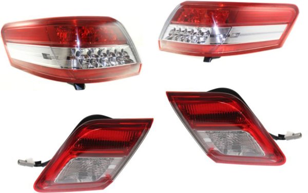 Tail Light Pair/Set for 2010-2011 Toyota Camry, Inner and Outer, Right (Passenger) and Left (Driver) Replacement