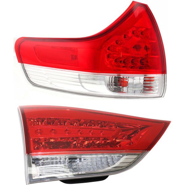 Tail Light Set for Toyota Sienna 2012-2014, Left (Driver) Inner and Outer, Halogen Replacement
