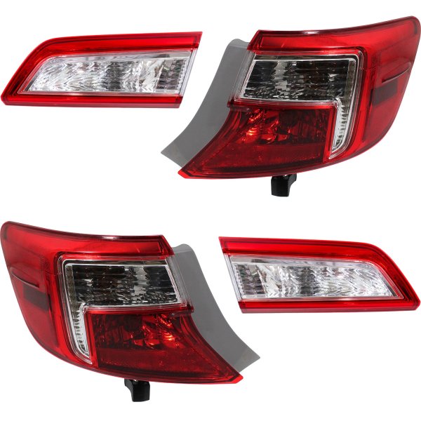 Tail Light Inner and Outer Pair/Set for Toyota Camry 2012-2014, Right (Passenger) and Left (Driver) Replacement