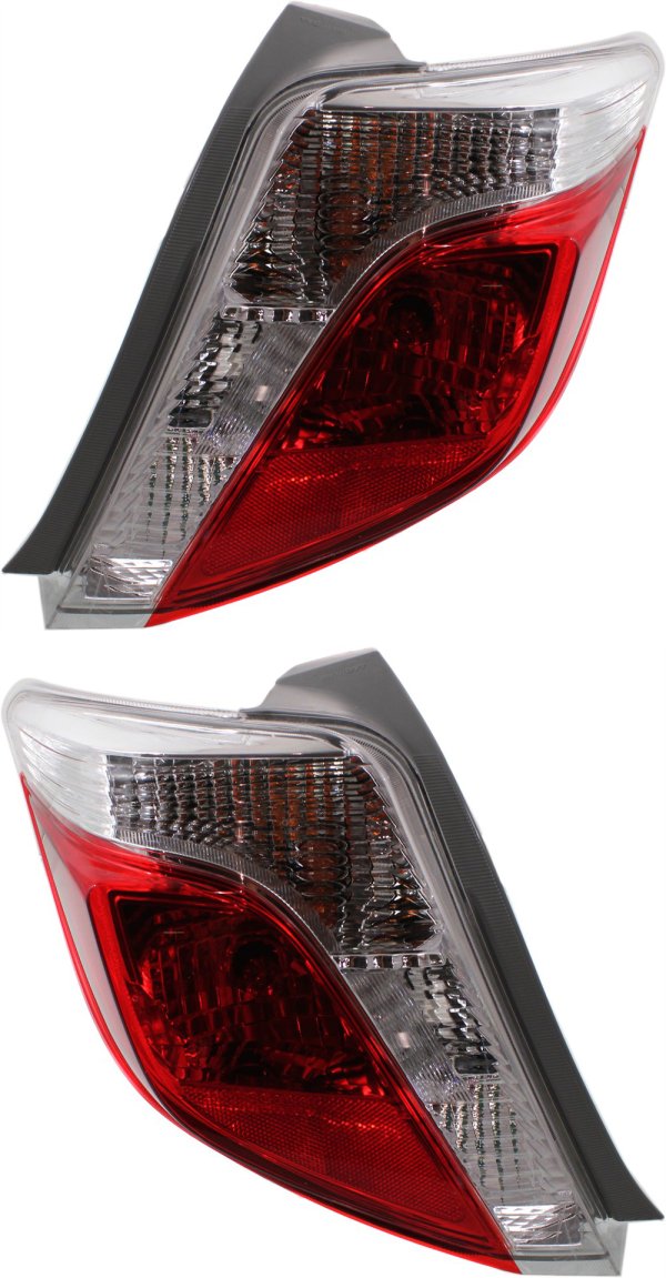 Tail Light Pair/Set for Toyota Yaris 2012-2014, Right (Passenger) and Left (Driver) Side Replacement