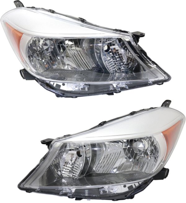Headlight Pair/Set for 2012-2014 Toyota Yaris, Includes Right (Passenger) and Left (Driver) Lights, Replacement