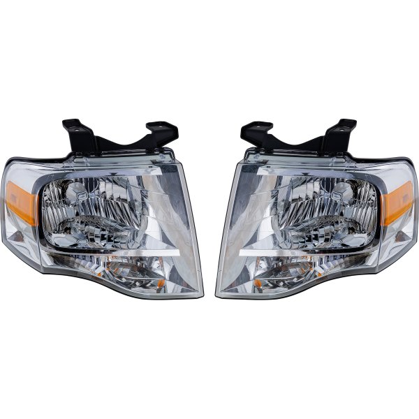 Headlight Assembly for 2007-2014 Ford Expedition, Right (Passenger) and Left (Driver), Halogen, without Black-Out, Replacement Pair/Set