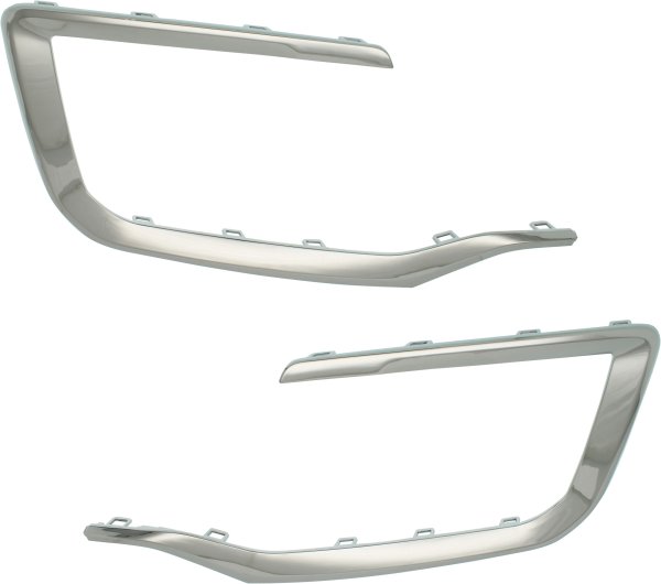 Front Bumper Molding Pair/Set for 2016-2017 GMC Terrain, Right (Passenger) and Left (Driver) Chrome, Excluding Denali Model - Replacement
