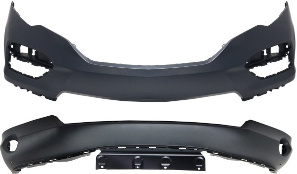 Bumper Cover Set for 2016-2018 Honda Pilot, Front Upper and Lower, Elite/Touring Models, Replacement