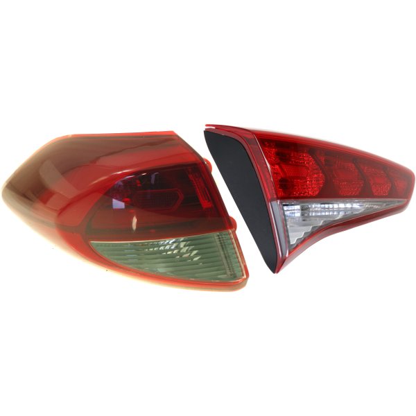 Tail Light Assembly Set for Hyundai Tucson 2016-2018, Left (Driver), Inner and Outer, Halogen Replacement