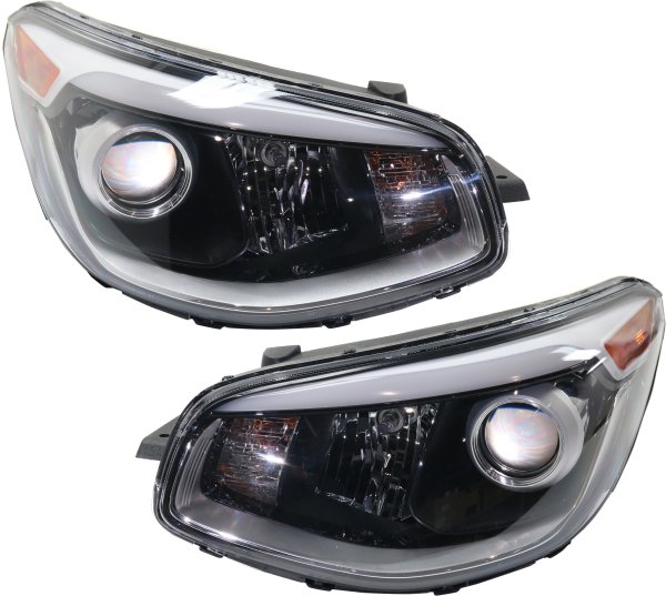 Headlight Assembly Pair/Set for Kia Soul 2017-2019, Right (Passenger) & Left (Driver), Halogen, Projector Type Replacement