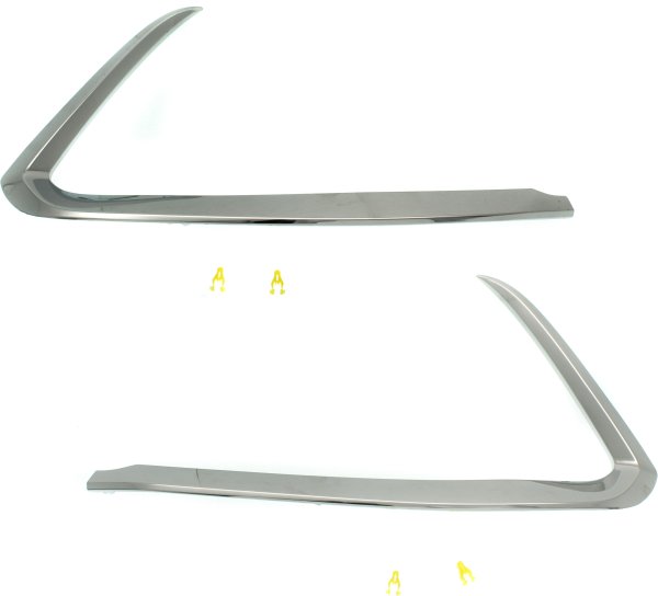 Front Bumper Molding Pair/Set for Mazda CX-9 2016-2023, Right (Passenger) and Left (Driver), Chrome Replacement