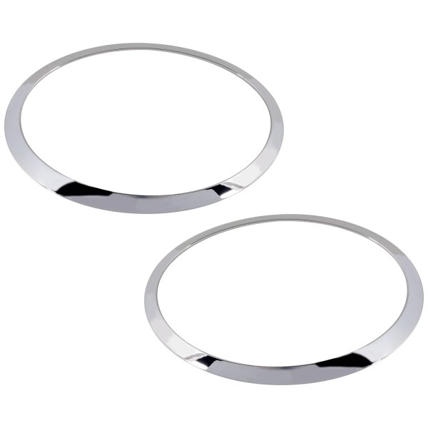 Headlight Bezel Pair/Set for 2014-2023 Mini Cooper - Hatchback/Convertible, Right (Passenger) & Left (Driver), Chrome, Replacement