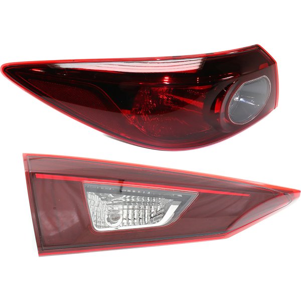 Tail Light Set for 2014-2015 Mazda 3 Sedan, Inner and Outer, Halogen, Left (Driver) Side Replacement