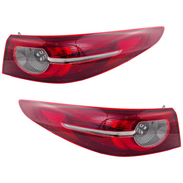 Pair/Set - LED Tail Light Assembly for 2019-2021 Mazda Mazda 3 Sedan, Right (Passenger) and Left (Driver) Sides, Outer with Signature Lighting, Replacement Set
