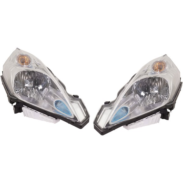Headlight Assembly Pair/Set for Nissan Leaf 2015-2017, Right (Passenger) and Left (Driver), Halogen Replacement