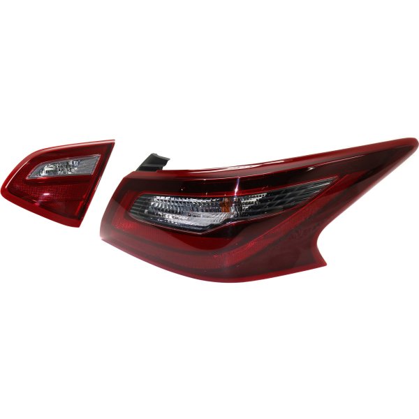 Tail Light Set for 2018 Nissan Altima, Right (Passenger) Inner and Outer Assembly, Halogen Replacement