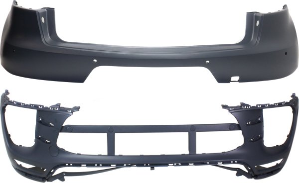 Front and Rear Bumper Cover Set for Porsche Macan 2015-2018, Complete Replacement Set