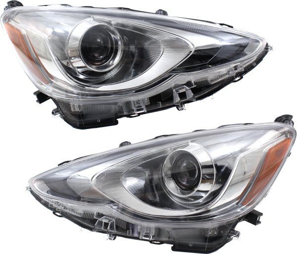 Pair/Set - Headlight Assembly for Toyota Prius C 2015-2017, Right (Passenger) and Left (Driver) Set, Replacement