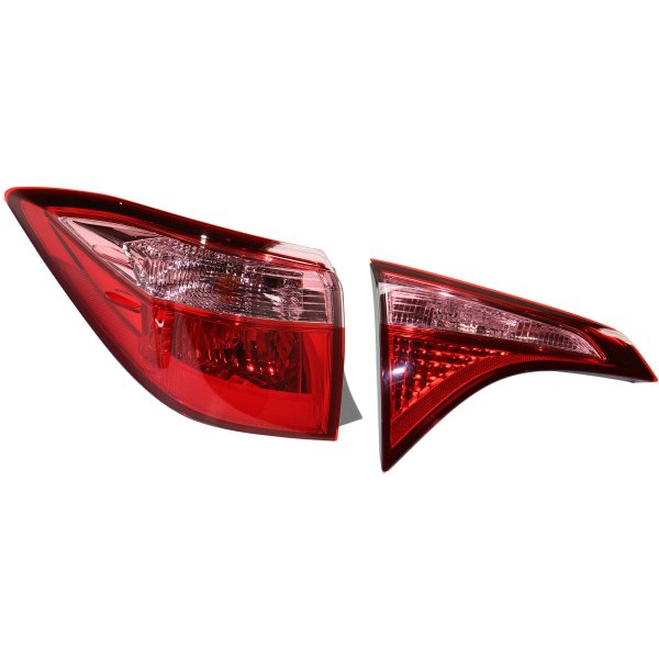 Tail Light Set for Toyota Corolla, 2017-2019, Left (Driver), Inner and Outer, Halogen, Replacement