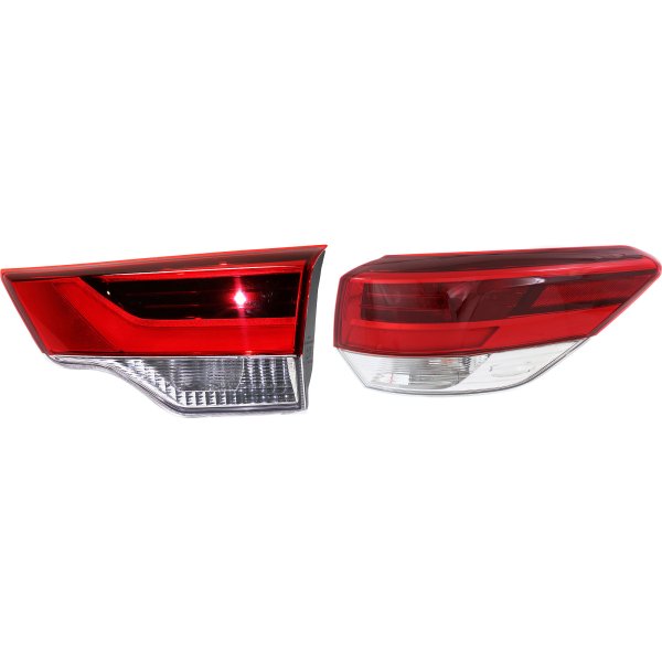 Tail Light Assembly Set for 2017 Toyota Highlander, Right (Passenger) Side, Inner and Outer Replacement