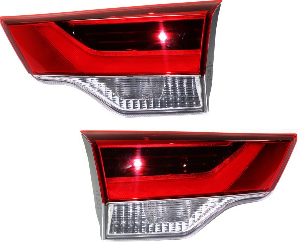LED Tail Light Assembly Pair/Set for 2017-2019 Toyota Highlander, Includes Right (Passenger) and Left (Driver) Inner Lights, Replacement