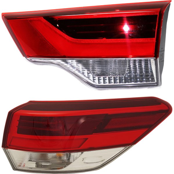 Tail Light Assembly Set for Toyota Highlander 2018-2019, Right (Passenger) Side, Inner and Outer, LED, Replacement