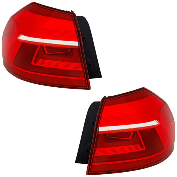 Tail Light Assembly Pair/Set for 2016-2017 Volkswagen Passat, Outer, Halogen, Right (Passenger) and Left (Driver), Replacement