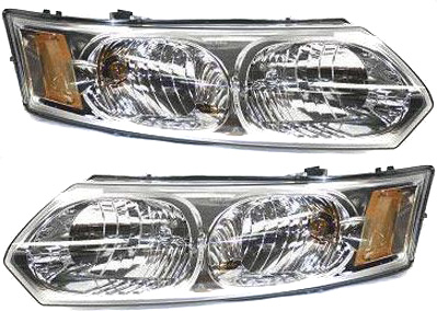 Headlight Assembly for Saturn Ion 2003-2007, Right (Passenger) and Left (Driver), Halogen, Sedan, Replacement Pair/Set