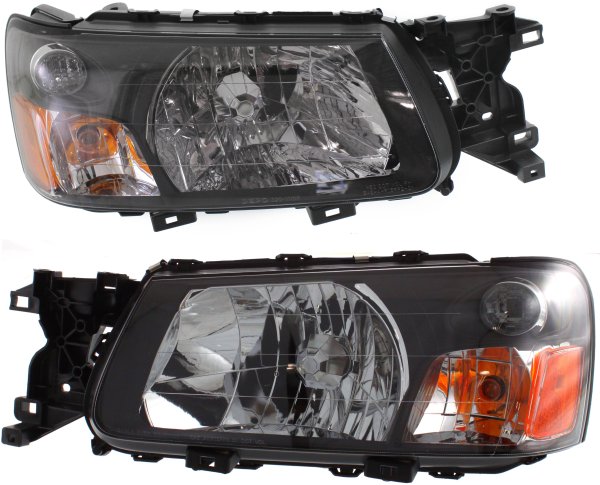 Headlight Assembly Pair/Set for 2005 Subaru Forester, Left (Driver) and Right (Passenger), Halogen, Replacement