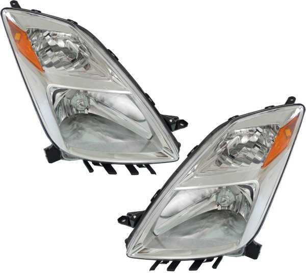 Headlight Pair/Set for 2004-2006 Toyota Prius, Includes Right (Passenger) and Left (Driver) Lens and Housing, Halogen, Up To November 2005, Replacement