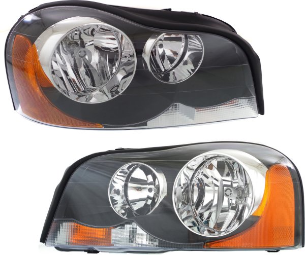Headlight Assembly Pair/Set for Volvo XC90 2003-2014, Right (Passenger) and Left (Driver), Halogen, without Daytime Running Light, Replacement