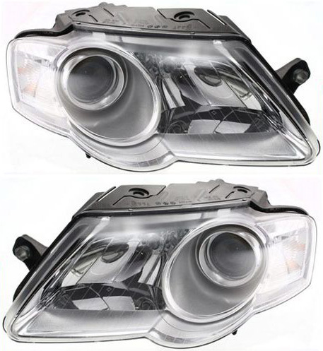 Headlight Assembly for Volkswagen Passat, 2006-2010, Halogen, Right (Passenger) and Left (Driver) Replacement Set