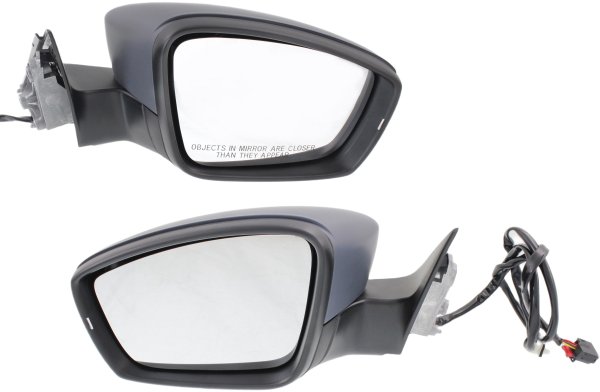 Mirror Pair/Set for 2012-2015 Volkswagen Passat, Right (Passenger) and Left (Driver), Power, Manual Folding, Heated, Paintable, with Signal Light, without Memory from 4-2-2012 Replacement