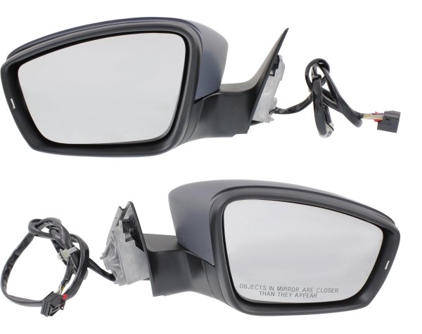 Mirror Pair/Set for Volkswagen Passat 2012-2015 Right (Passenger) and Left (Driver), Power, Manual Folding, Heated, Paintable, with Memory and Signal Light, from 4-2-12 Replacement