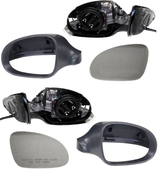 Mirror Pair/Set for 2006-2010 Volkswagen Passat, Right (Passenger) and Left (Driver), Power, Manual Folding, Heated, Paintable, with Puddle and Signal Lights, without Memory, Replacement