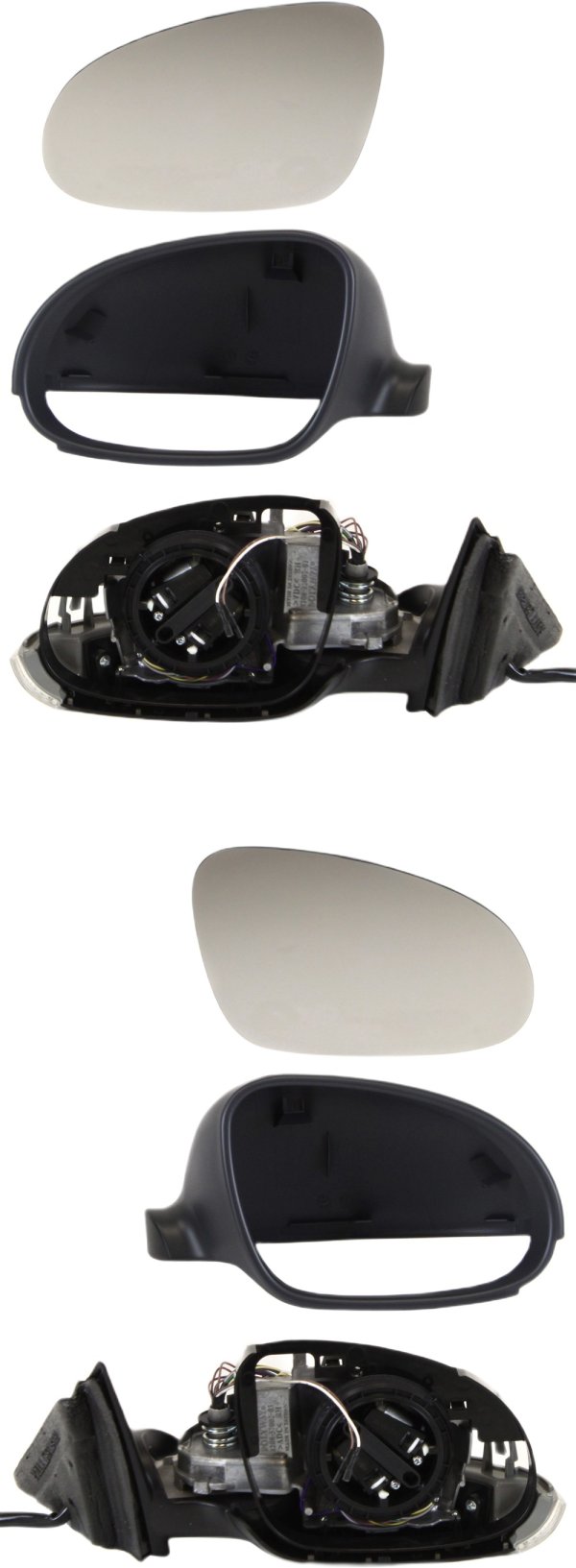 Power Folding Mirror Pair/Set for 2001-2005 Volkswagen Passat, Right (Passenger) & Left (Driver), Heated, With Signal Light, Memory Feature, Paintable Replacement
