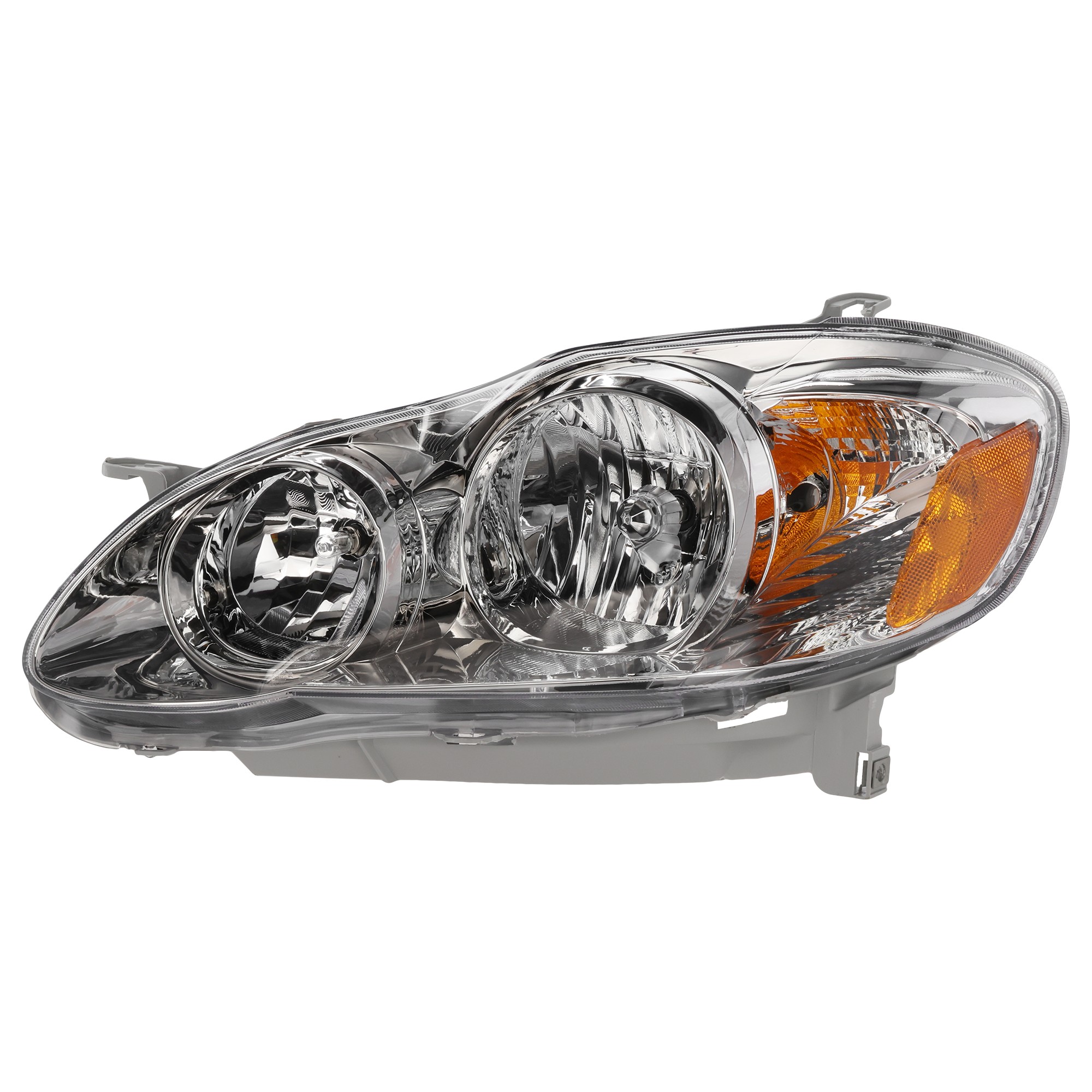 Headlight Assembly for Toyota Corolla 2005-2008, Left (Driver), Halogen, CE/LE Models, Chrome Interior, USA Built Vehicle, Replacement