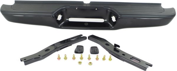 Step Bumper with Face Bar and Pad for 1995-2004 Toyota Tacoma, Features Pad Provision and Mounting Bracket, Painted Black, Suitable for Fleetside, All Cab Types, Replacement