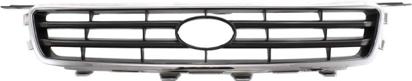 Grille for Toyota Camry 2000 - 2001, Chrome Shell with Painted Silver-Black Insert, Replacement