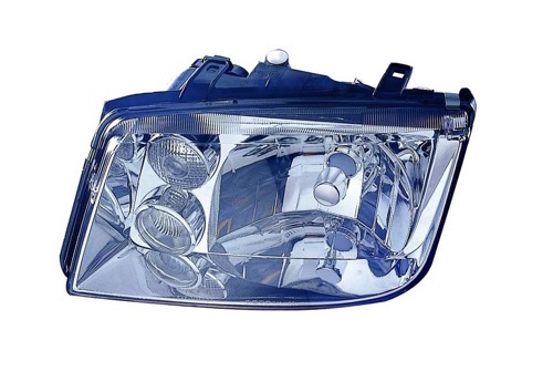 Left (Driver) Headlight Assembly for 1999 - 2002 Volkswagen Jetta, Front Headlight Replacement Housing/Lens/Cover with Fog Lights, Bright Bezel, Late Design, Composite,  1J5941017AH, Replacement 
