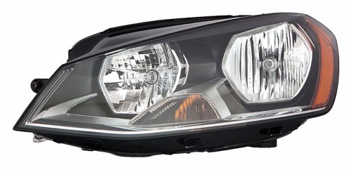 Left (Driver) Headlight Assembly for 2015-2020 Volkswagen GTI, Front Headlight Assembly Replacement Housing, Lens, Cover - Halogen, Composite,  5G0941005C till 6-29-14, Replacement
