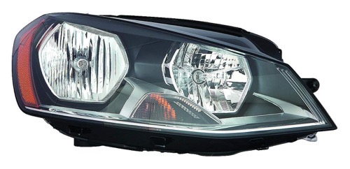 Right (Passenger) Headlight Assembly for 2015 - 2020 Volkswagen Golf, Front Headlight Replacement Housing, Lens, Cover, Halogen,  5G0941006C, To 6-29-14, Composite, Replacement