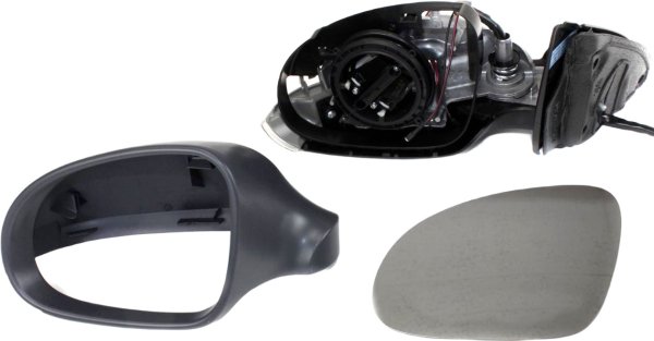 Power Mirror for Volkswagen Passat 2006-2010, Left (Driver), Manual Folding, Heated, Paintable, with Puddle and Signal Lights, without Memory, Replacement
