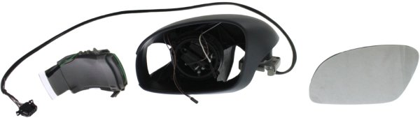 Power Mirror for Volkswagen Beetle 2003-2010, Left (Driver), Manual Folding, Heated, Paintable, with In-housing Signal Light, without Auto Dimming, Blind Spot Detection, and Memory, Replacement