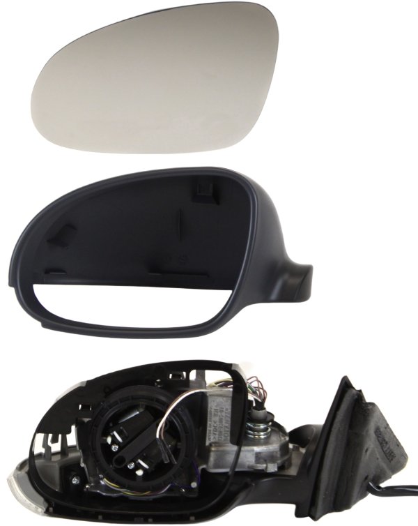 Power Mirror for Volkswagen Passat 2001-2005, Left (Driver), Power Folding, Heated, Paintable, with Signal Light, with Memory, Replacement