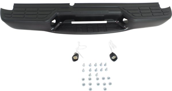 Step Bumper with Face Bar and Pad for Chevrolet/GMC S10 Pickup 1998-2004, Fleetside Model, Powdercoated Black, with Pad Provision, without Mounting Bracket, Replacement